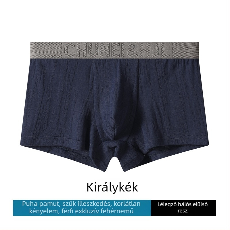 Pamut jacquard férfi boxeralsó, lélegző és kényelmes, középmagas derekú