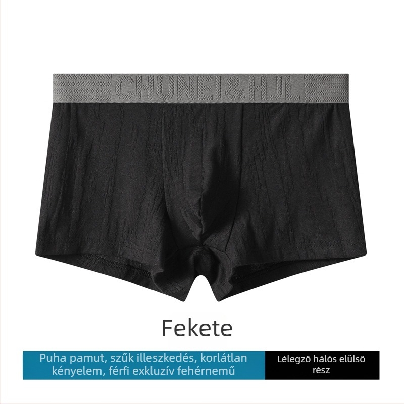 Pamut jacquard férfi boxeralsó, lélegző és kényelmes, középmagas derekú