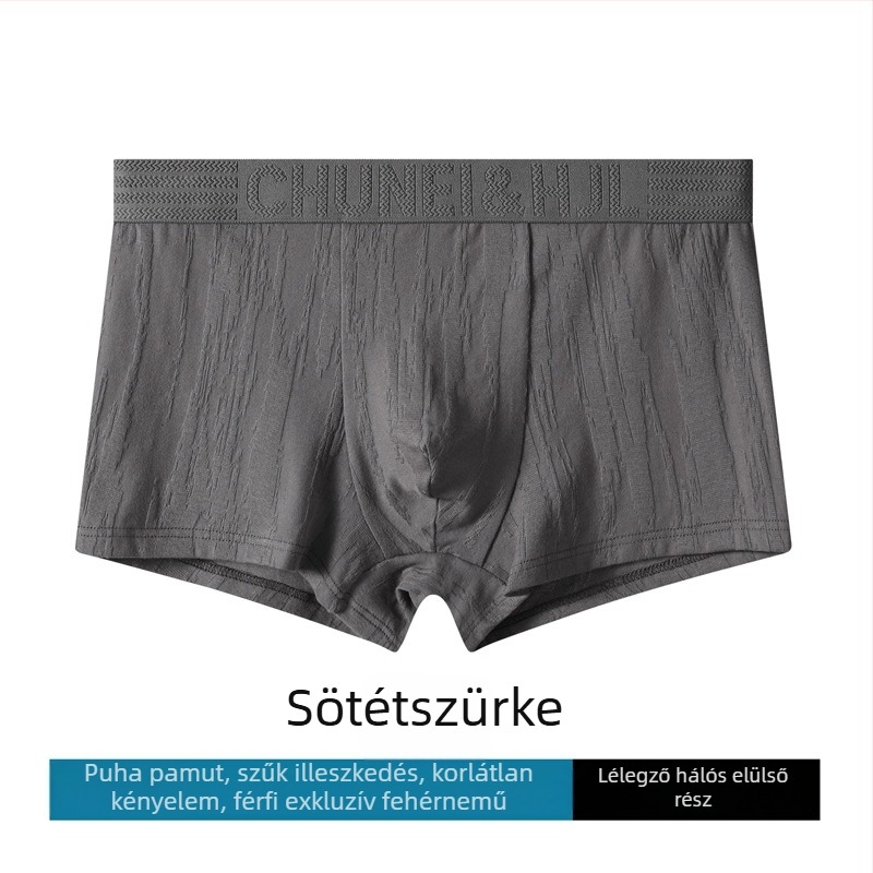 Pamut jacquard férfi boxeralsó, lélegző és kényelmes, középmagas derekú