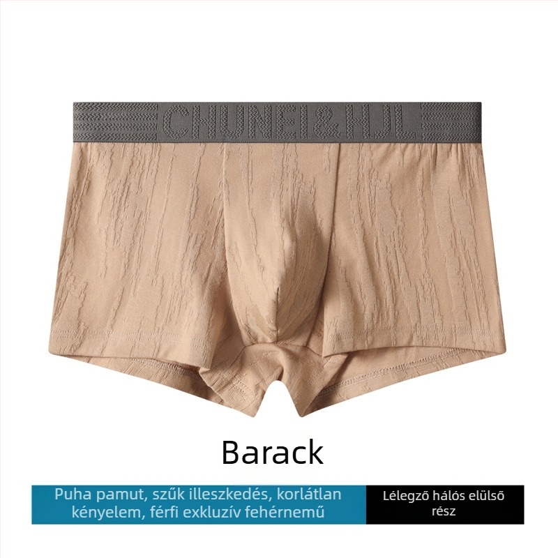 Pamut jacquard férfi boxeralsó, lélegző és kényelmes, középmagas derekú