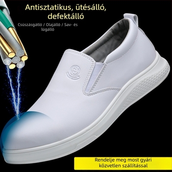 Maibang JYX antistatikus biztonsági cipő PU talppal, fehér, lélegző, ütés- és szúrásálló
