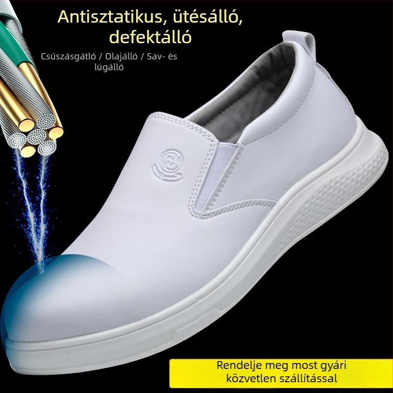 Maibang JYX antistatikus biztonsági cipő PU talppal, fehér, lélegző, ütés- és szúrásálló
