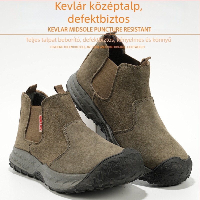 Férfiaknak szigetelt biztonsági cipő acélorrvédővel — csúszásmentes, kopásálló, átszúrás elleni, munkacipő villanyszerelőknek velúr felsőrésszel