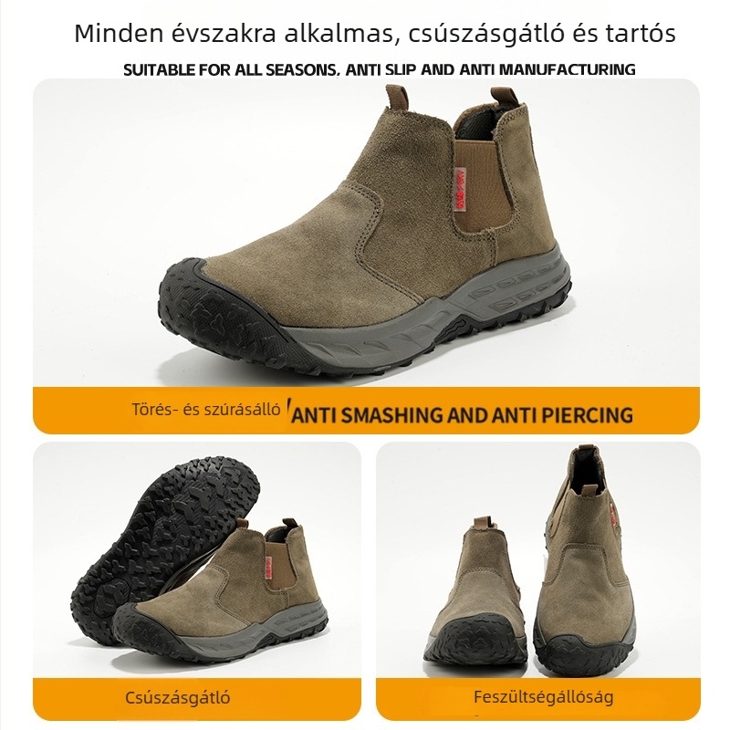 Férfiaknak szigetelt biztonsági cipő acélorrvédővel — csúszásmentes, kopásálló, átszúrás elleni, munkacipő villanyszerelőknek velúr felsőrésszel