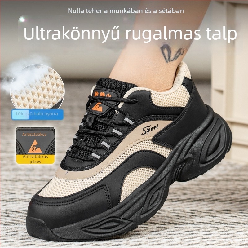Női antistatikus munkavédelmi cipő, könnyű és tartós, felsőrésze mikroszálas bőr és háló, alacsony profilú, ütés- és áthatolásálló