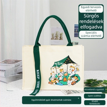 Strukturált vászon tote táska egyedi logóval és laminált felülettel