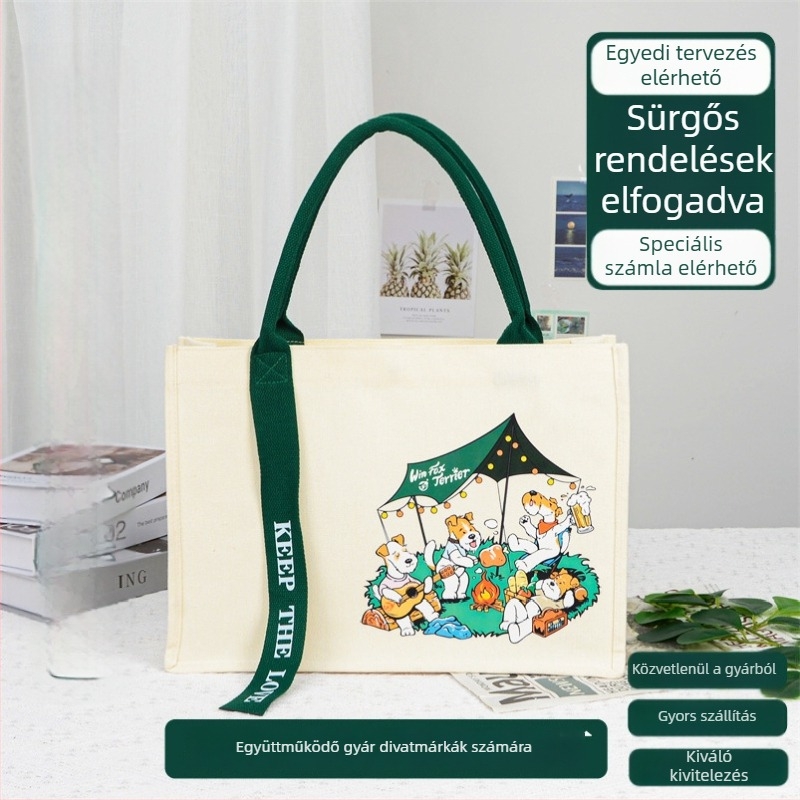 Strukturált vászon tote táska egyedi logóval és laminált felülettel