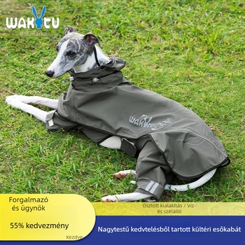Wakytu esőkabát kutyáknak, nagy testű kutyáknak, négylábú esőponcsó közepes méretű kutyáknak, szélálló és esőálló