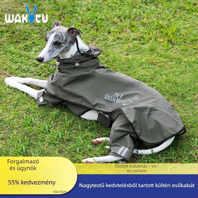 Wakytu esőkabát kutyáknak, nagy testű kutyáknak, négylábú esőponcsó közepes méretű kutyáknak, szélálló és esőálló