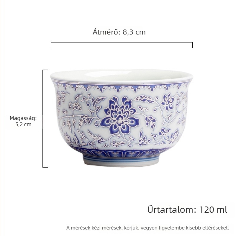 Moji kék-fehér porcelán teáscsésze ezüst mintával és összetett ágakkal — Kung Fu teáskészlet, nagy Pu'er teához