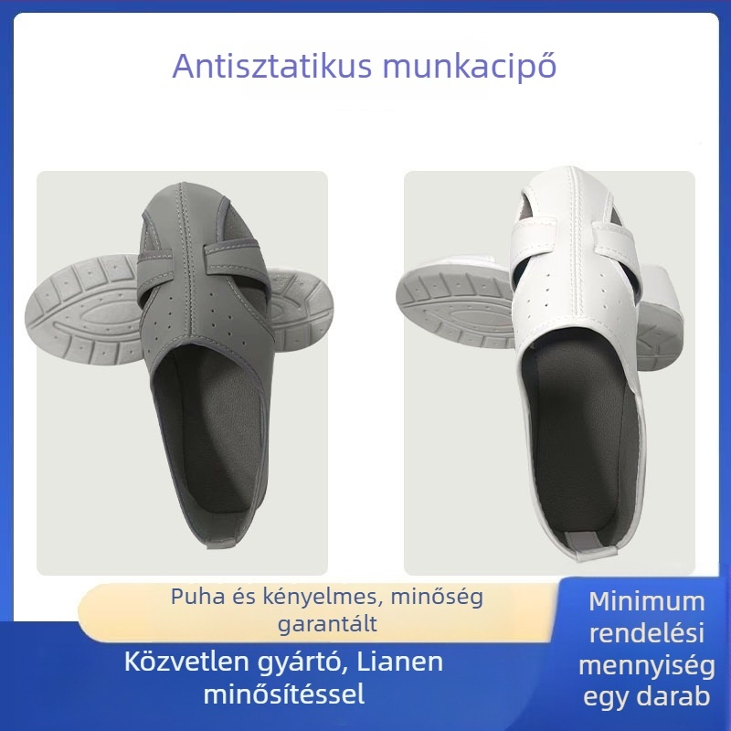 Munkacipő négy fűzőlyukkal, antistatikus, csúszásmentes és kopásálló, sarokkal, puha és kényelmes, pormentes műhely lábbeli