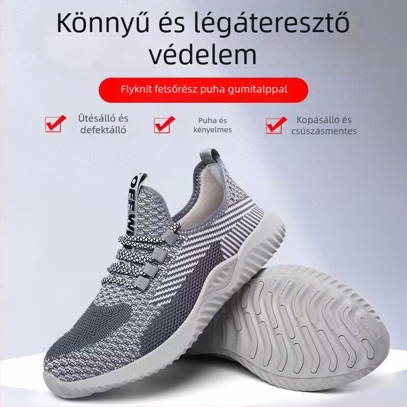 Férfi munkacipő nyári, ultra könnyű, acélorrú, perforáció elleni, ütésálló, lélegző, csúszásmentes