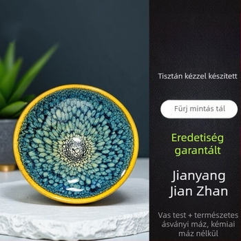 Jianyang Jianzhan Tiszta kézzel készült mesteri zöld partridge sapka alakú kerámia teáscsésze, eredeti ásványi mázzal, vas test