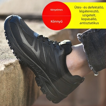 Férfi munkavédelmi cipő – kültéri használatra, ütés- és perforációálló, könnyű, csúszásmentes, olajálló, szigetelt, fekete