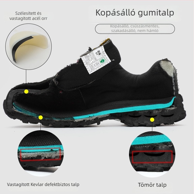 Férfi munkavédelmi cipő – kültéri használatra, ütés- és perforációálló, könnyű, csúszásmentes, olajálló, szigetelt, fekete