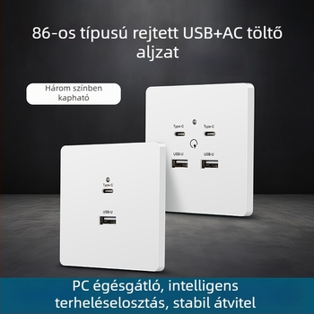 Type-C gyorstöltő dugalj panel éjjeliszekrényhez, USB 20W töltés Android és iPhone számára