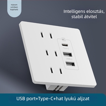 Type-C gyorstöltő dugalj panel éjjeliszekrényhez, USB 20W töltés Android és iPhone számára