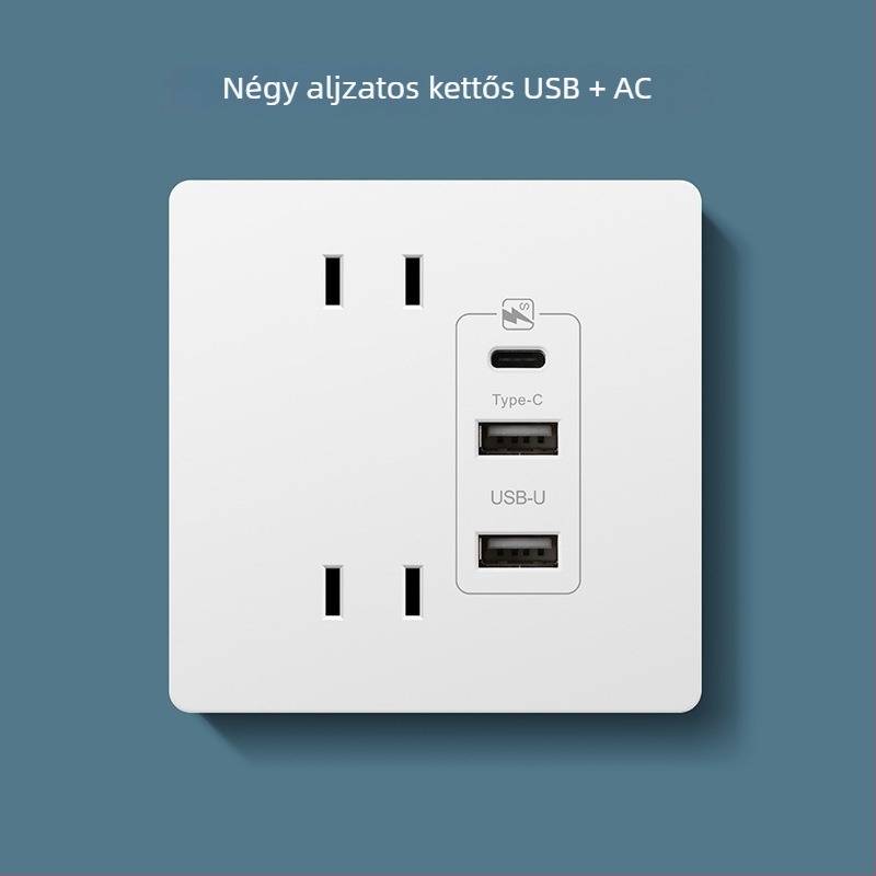 Type-C gyorstöltő dugalj panel éjjeliszekrényhez, USB 20W töltés Android és iPhone számára