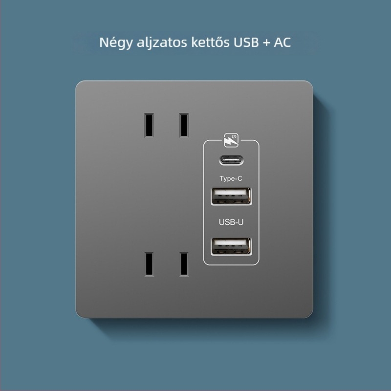Type-C gyorstöltő dugalj panel éjjeliszekrényhez, USB 20W töltés Android és iPhone számára