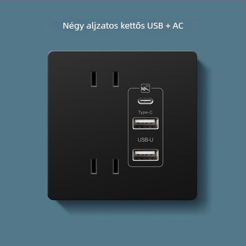 Type-C gyorstöltő dugalj panel éjjeliszekrényhez, USB 20W töltés Android és iPhone számára