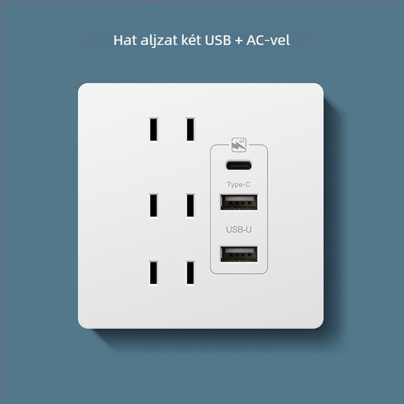 Type-C gyorstöltő dugalj panel éjjeliszekrényhez, USB 20W töltés Android és iPhone számára