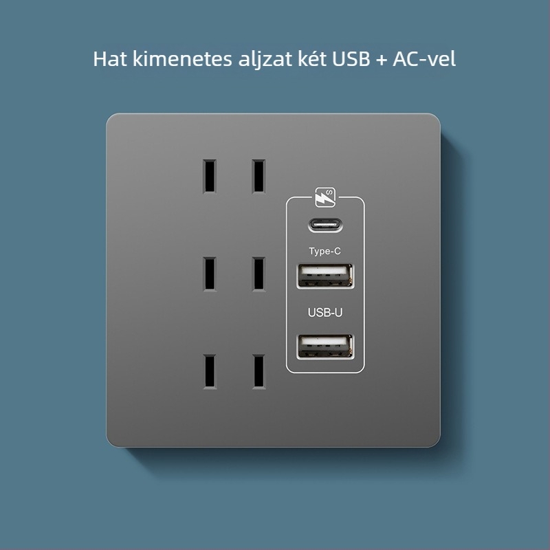 Type-C gyorstöltő dugalj panel éjjeliszekrényhez, USB 20W töltés Android és iPhone számára