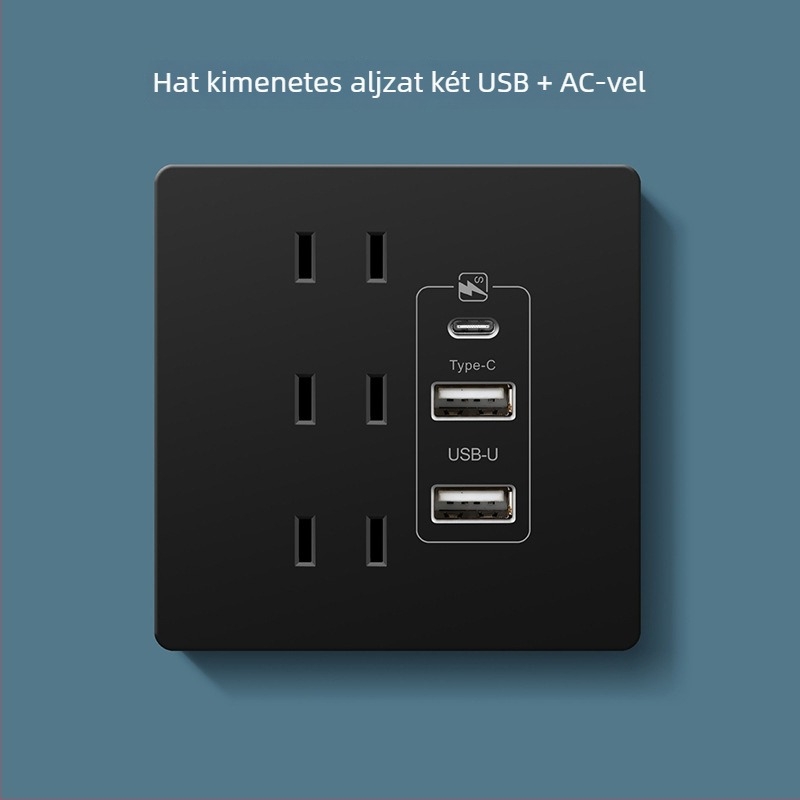 Type-C gyorstöltő dugalj panel éjjeliszekrényhez, USB 20W töltés Android és iPhone számára