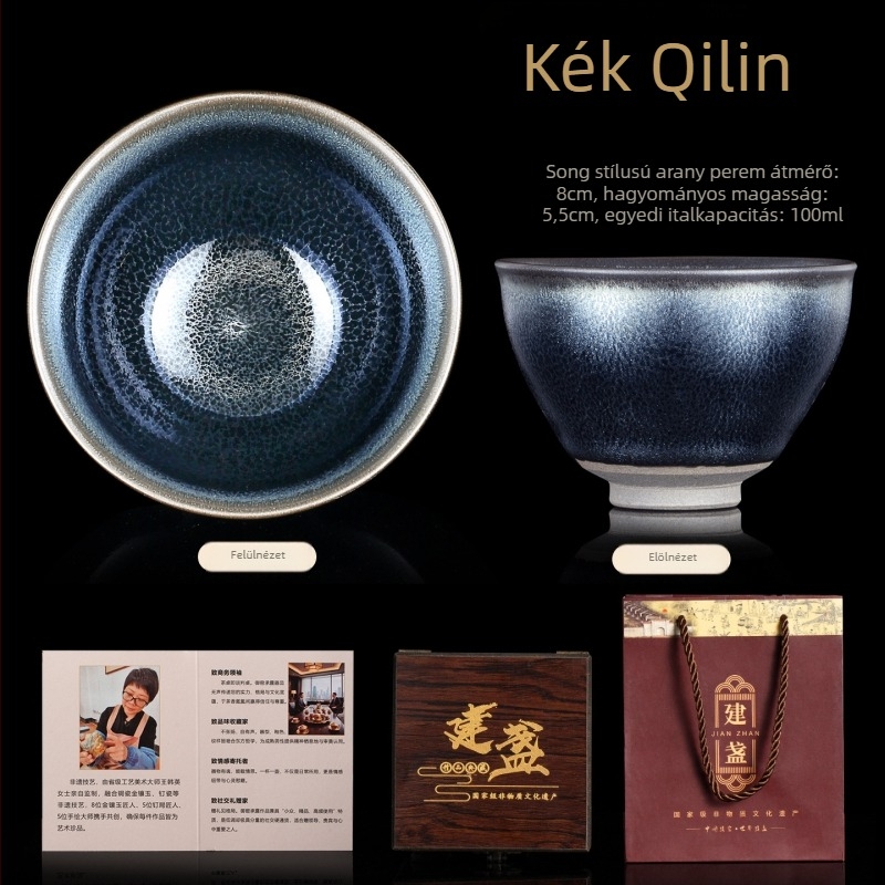 Kék Qilin retro Jian ware teáscsésze férfiaknak, személyes használatra, kiváló minőség