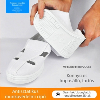 Antisztatikus vászoncipő PVC talppal, légáteresztő pormentes munkacipő puha talppal, négy fűzőlyukkal