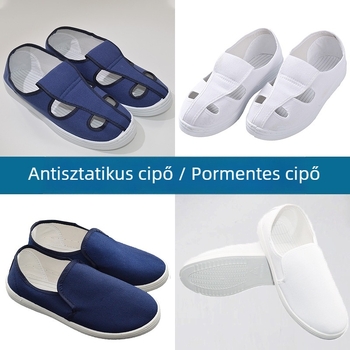 Antisztatikus vászoncipő PVC talppal, légáteresztő pormentes munkacipő puha talppal, négy fűzőlyukkal