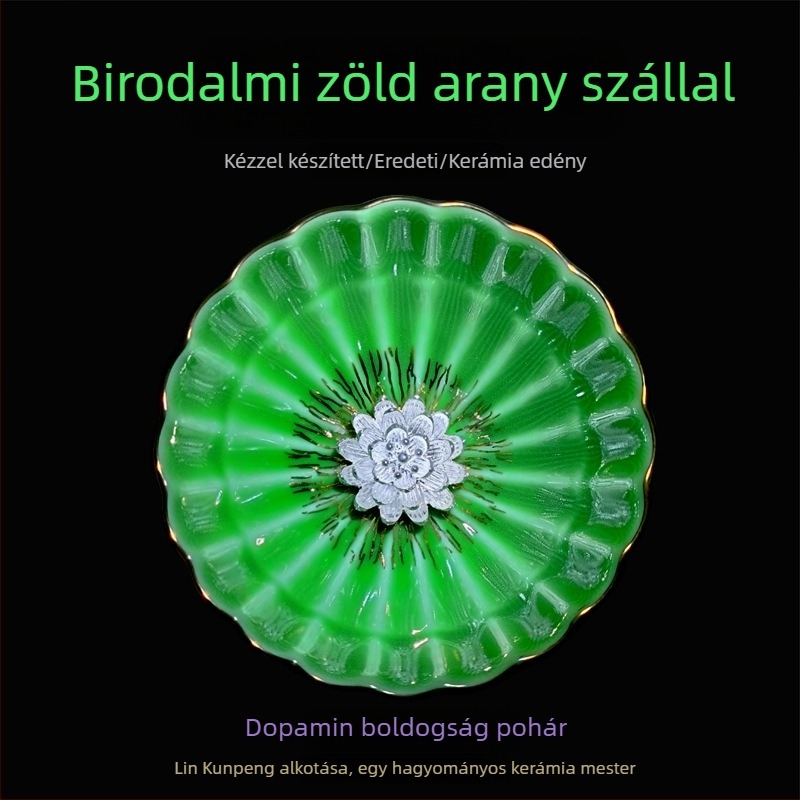 Arany díszes Gongfu teáscsésze otthoni használatra, kínai stílusú, lótusz és páva motívummal, nagy degustációs csésze