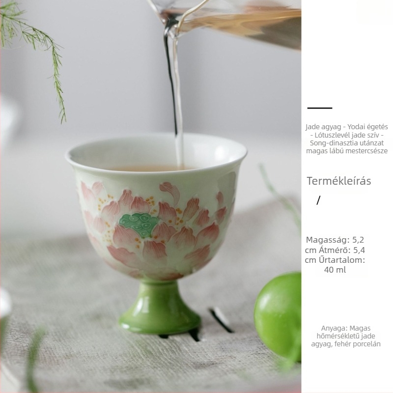 Kézzel festett porcelán teáscsésze, Song-dinasztia ihletésű, emál bevonattal, Gongfu teáskészlethez