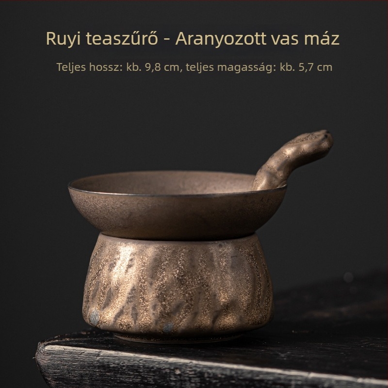 Japán stílusú aranyozott teaszűrő Ruyi, kerámia a Gongfu tea ceremóniához