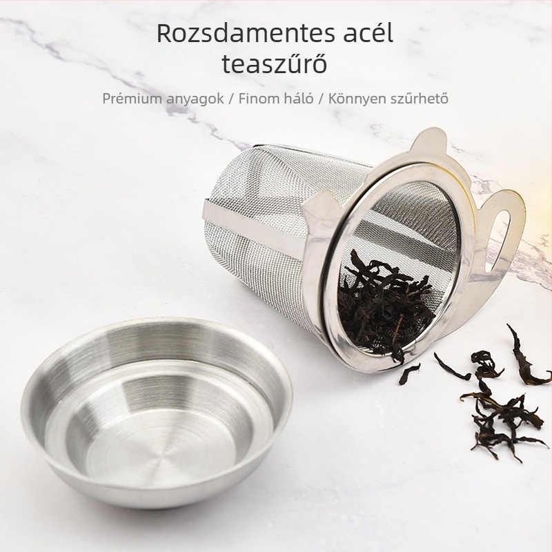304-es rozsdamentes acél teafilter, teáscsészealátét és teáskanál – otthoni használatra
