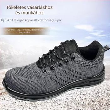 Acélorrú munkavédelmi cipő nőknek és férfiaknak, könnyű, lélegző, ütés- és perforációálló, kötött, csúszásmentes építkezésre nyáron