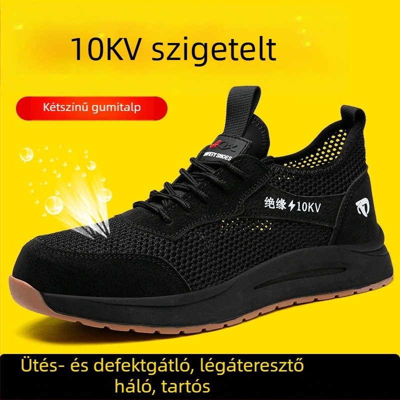 Férfi nyári lélegző védőcipők, szigeteltek, könnyűek, kopásállóak, csúszásmentesek, acélorrú, műhelyhez