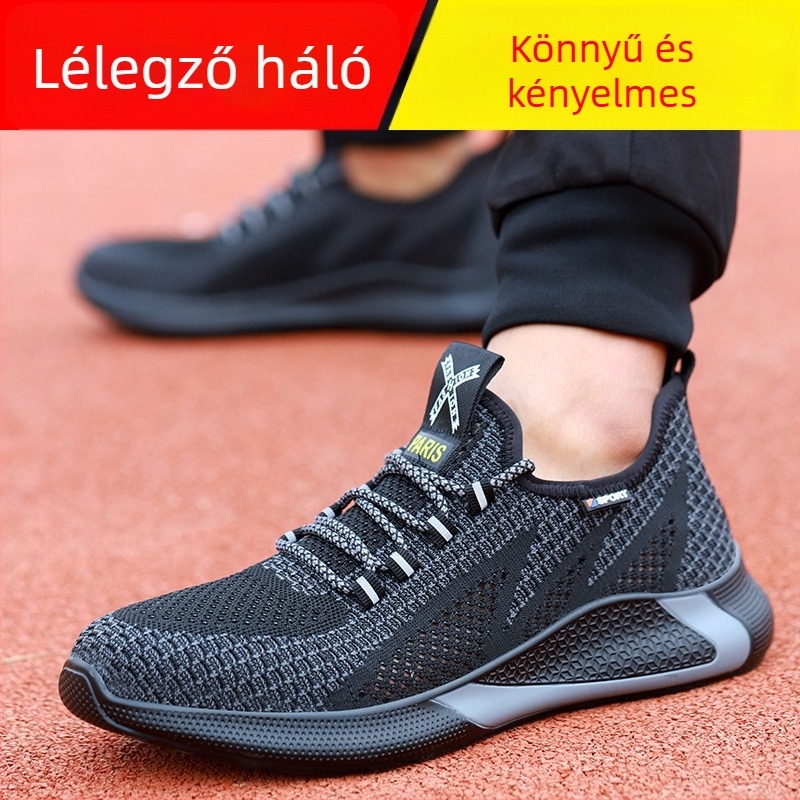 Légáteresztő Flyknit biztonsági cipő acél orrtokkal, ütés- és perforáció elleni védelem, csúszásmentes, szagtalanító, nyári munkacipő