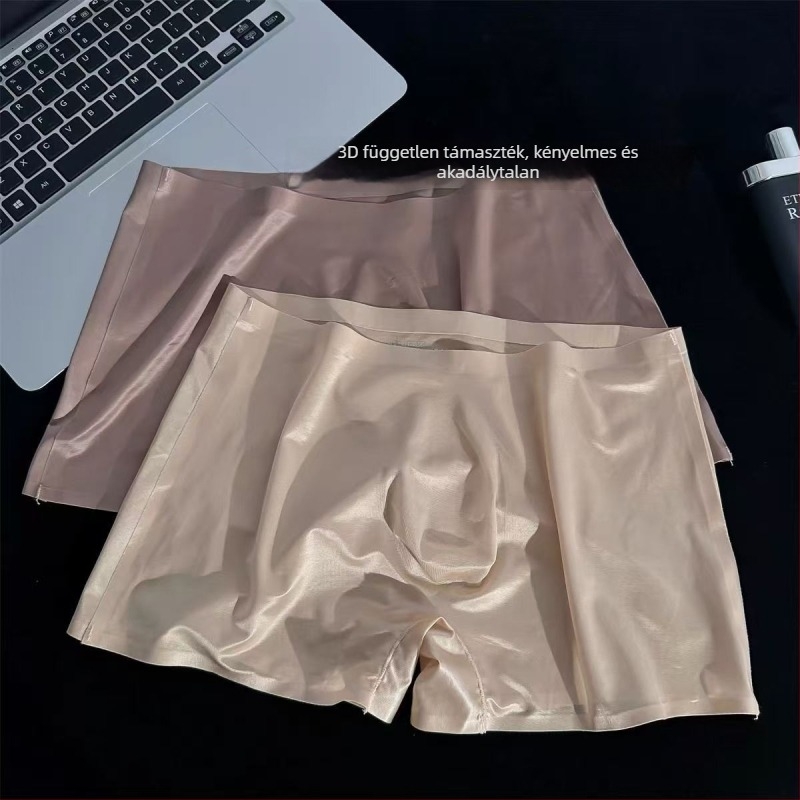 Férfi jégselyem varrat nélküli boxer briefek, átlátszó, 3D gyöngyházfényű