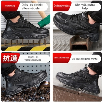 Férfi munkavédelmi cipő, perforáció- és ütésálló védelemmel, négy évszakos biztonság, könnyű, csúszásmentes