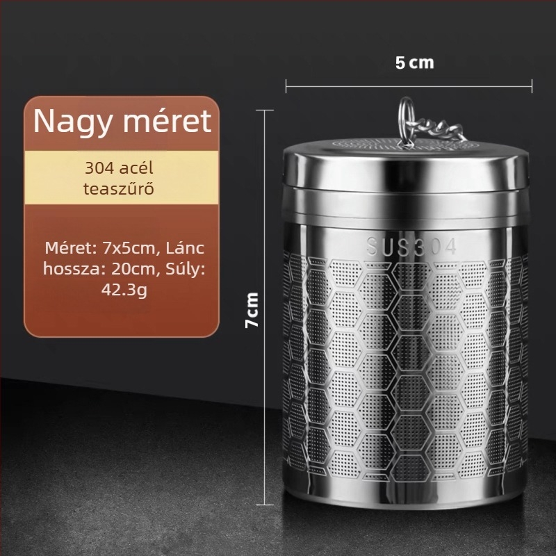304 rozsdamentes acél teafiltráló pohárhoz és termoszhoz – univerzális teaszűrő