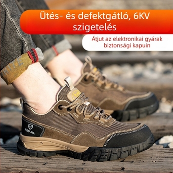 Férfi 6 kV-os elektromos szigetelt biztonsági cipő, perforáció és összetörés elleni védelem, könnyű, kopásálló, csúszásmentes, légáteresztő