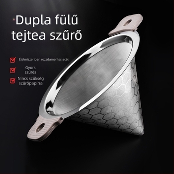 304 rozsdamentes acél teafilter tejhez, kettős Fogantyúval, nagy ultra‑finom hálóval