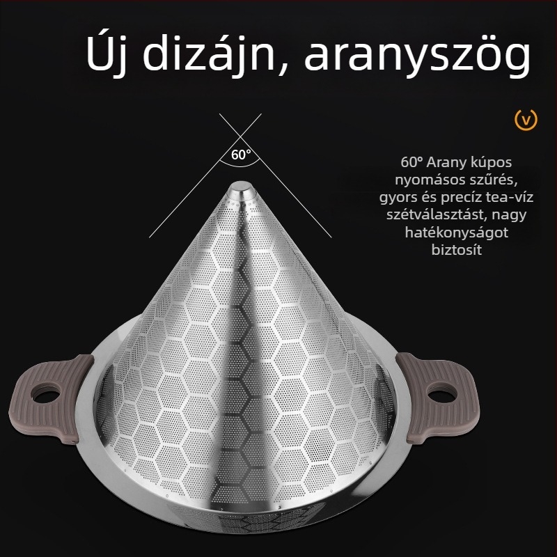304 rozsdamentes acél teafilter tejhez, kettős Fogantyúval, nagy ultra‑finom hálóval