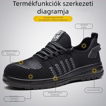 Uniszex munkavédelmi cipő acélbetéttel, ütés- és perforáció elleni védelemmel, könnyű, légáteresztő nyári viselet az építkezésre