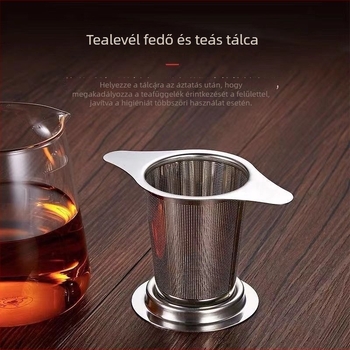 Rozsdamentes acél teafilter, infúzor kettős fogantyúval, könnyen tisztítható, kónikus tealevél-szeparátor