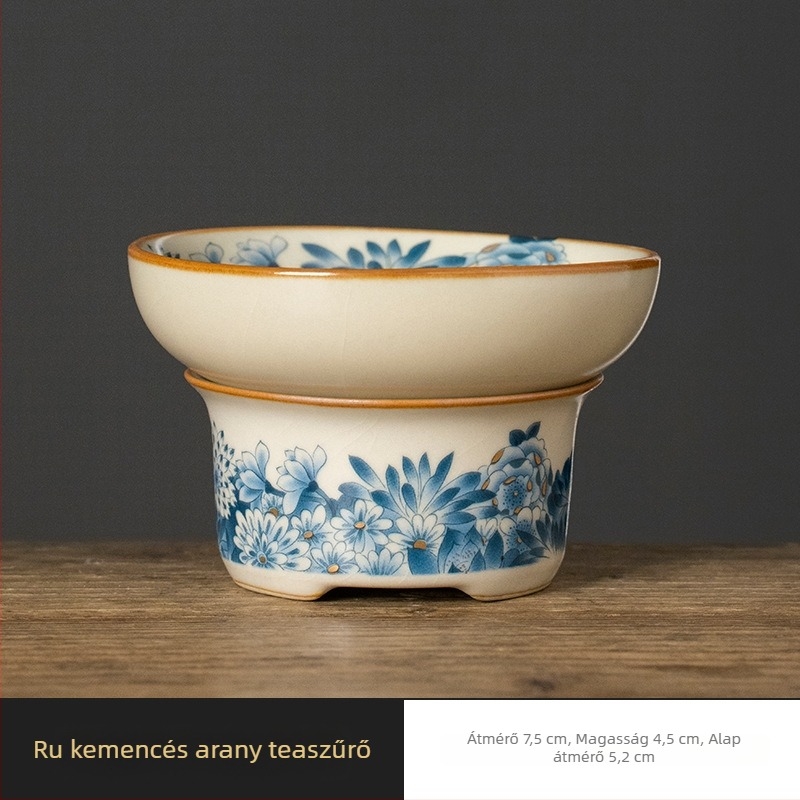 Ru Kiln arany Wan Hua teafilter készlet Gongdao pohárhoz – otthoni prémium tea kellékek