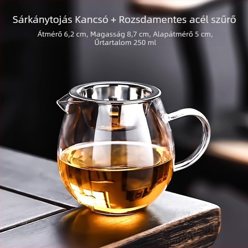 Magas boroszilikát üvegből készült Gongfu teáskészlet szűrővel és teáskannával