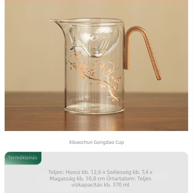 Hőálló, nagy kapacitású tea szűrő- és szita készlet kínai stílusban, tálaló pohárral.