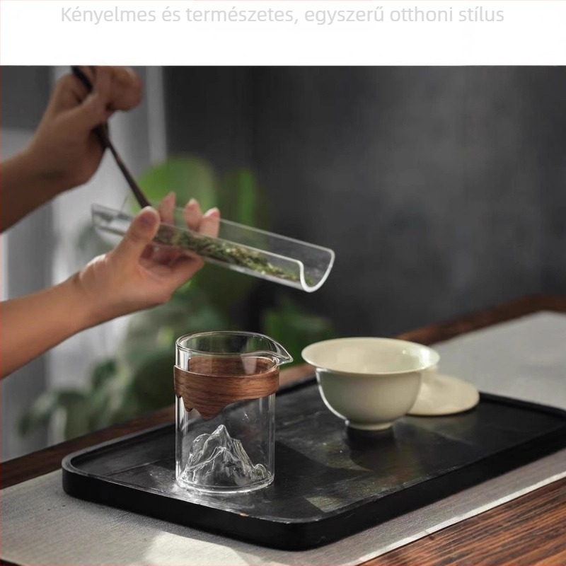 Gongfu teáscsésze boroszilikát üvegből, szeparátorral, modern minimalist stílus