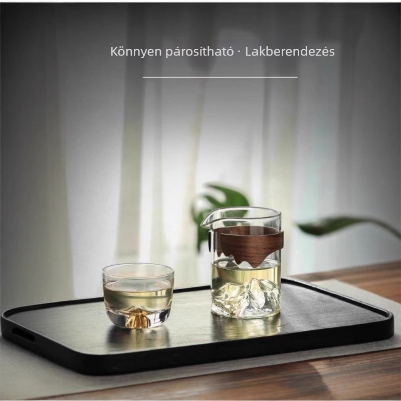Gongfu teáscsésze boroszilikát üvegből, szeparátorral, modern minimalist stílus